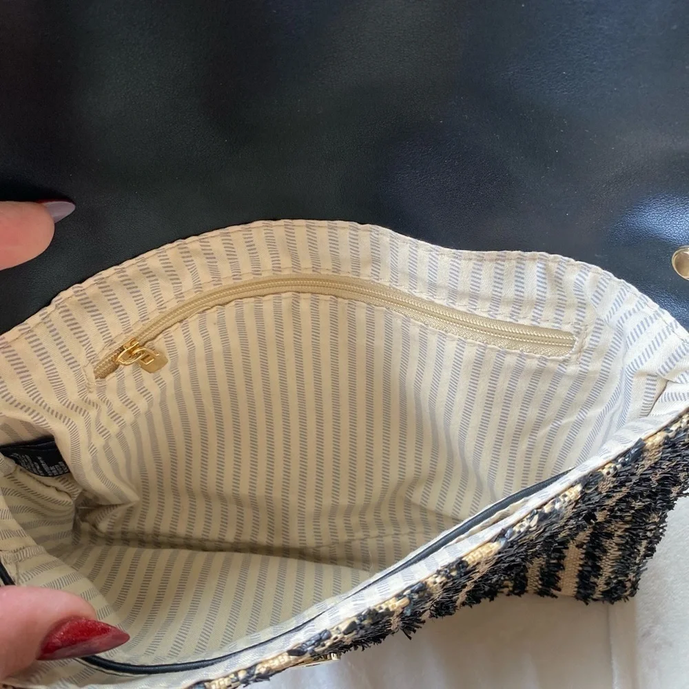 Urban Expressions Black and Tan Woven Clutch